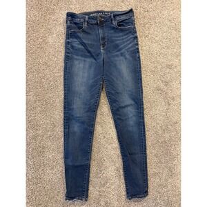 American Eagle Jeans Womens 14 XLong Blue Hi-Rise Jegging Super Stretch Medium